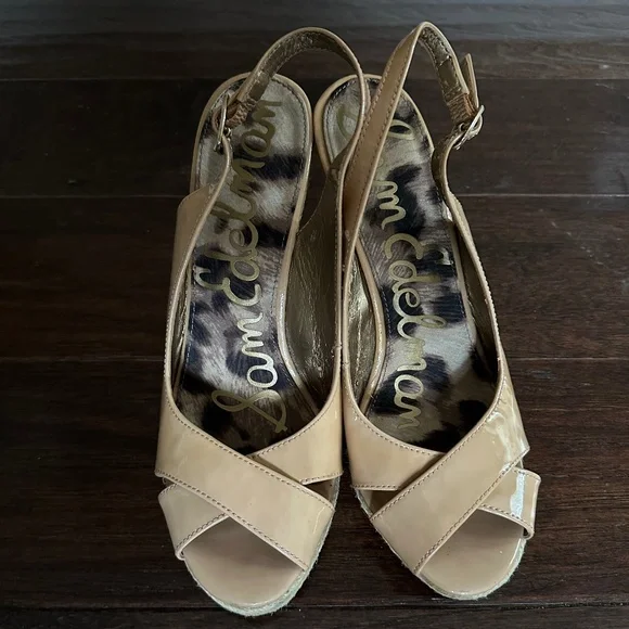 Sam Edelman Patent Leather Espadrille Wedges - Picture 1 of 4